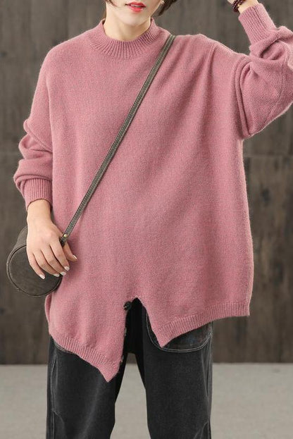 Knitted Button Split Hem Sweater