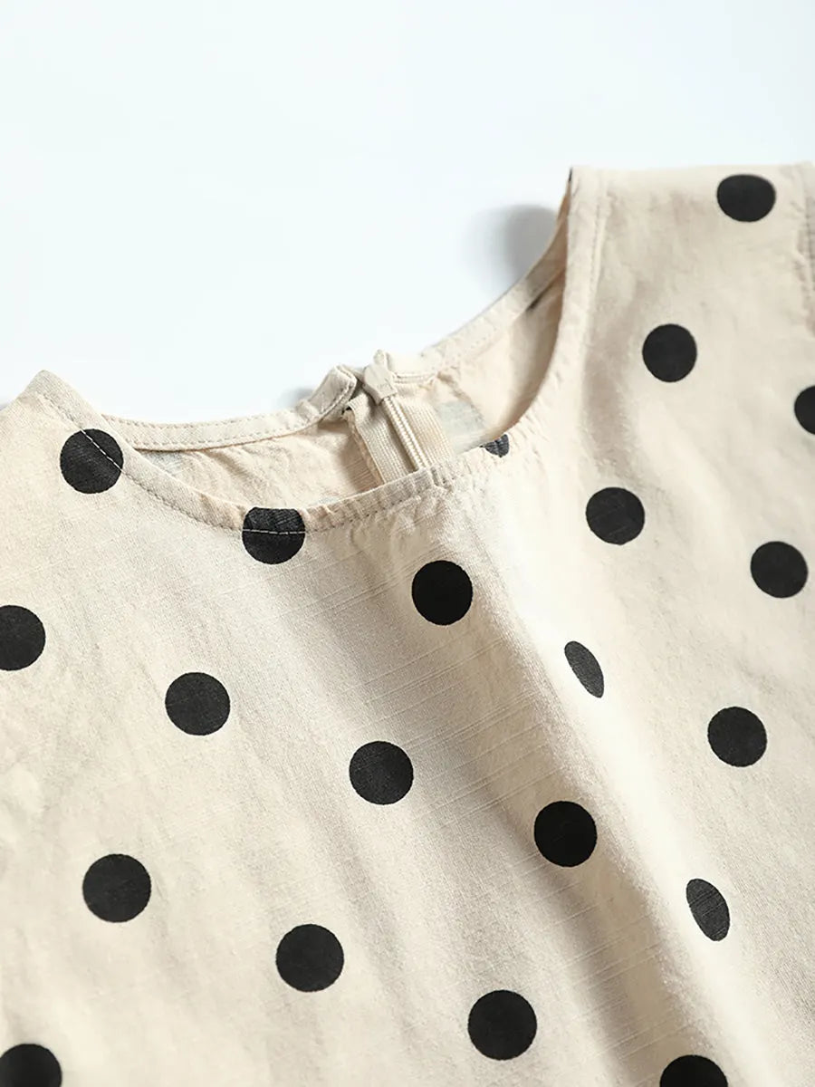 Dot Lacework Hem Loose Cotton Vest