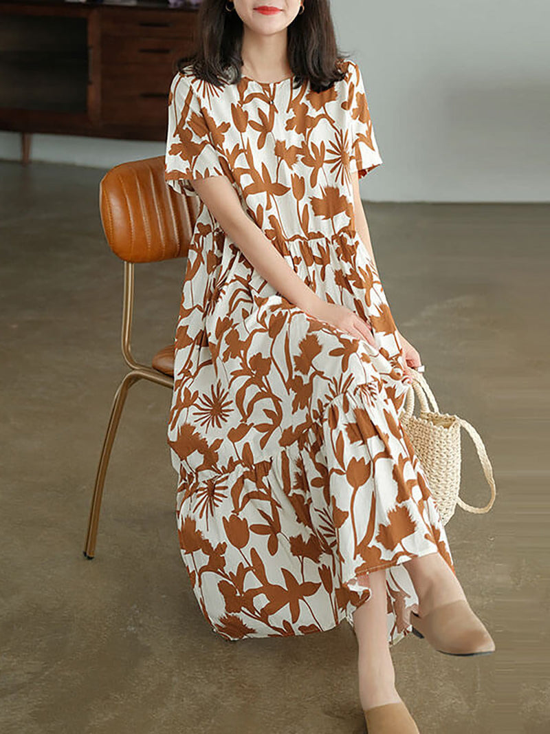 100% Cotton O-neck Dress