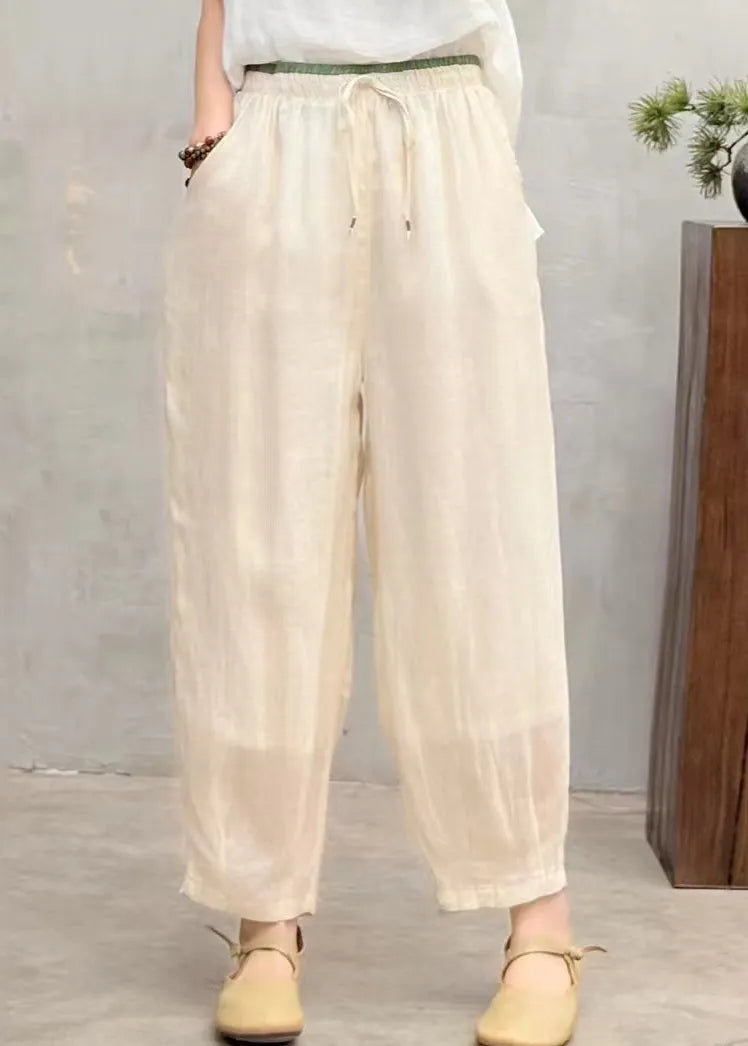 Simple Brown Oversized Linen Harem Pants Summer
