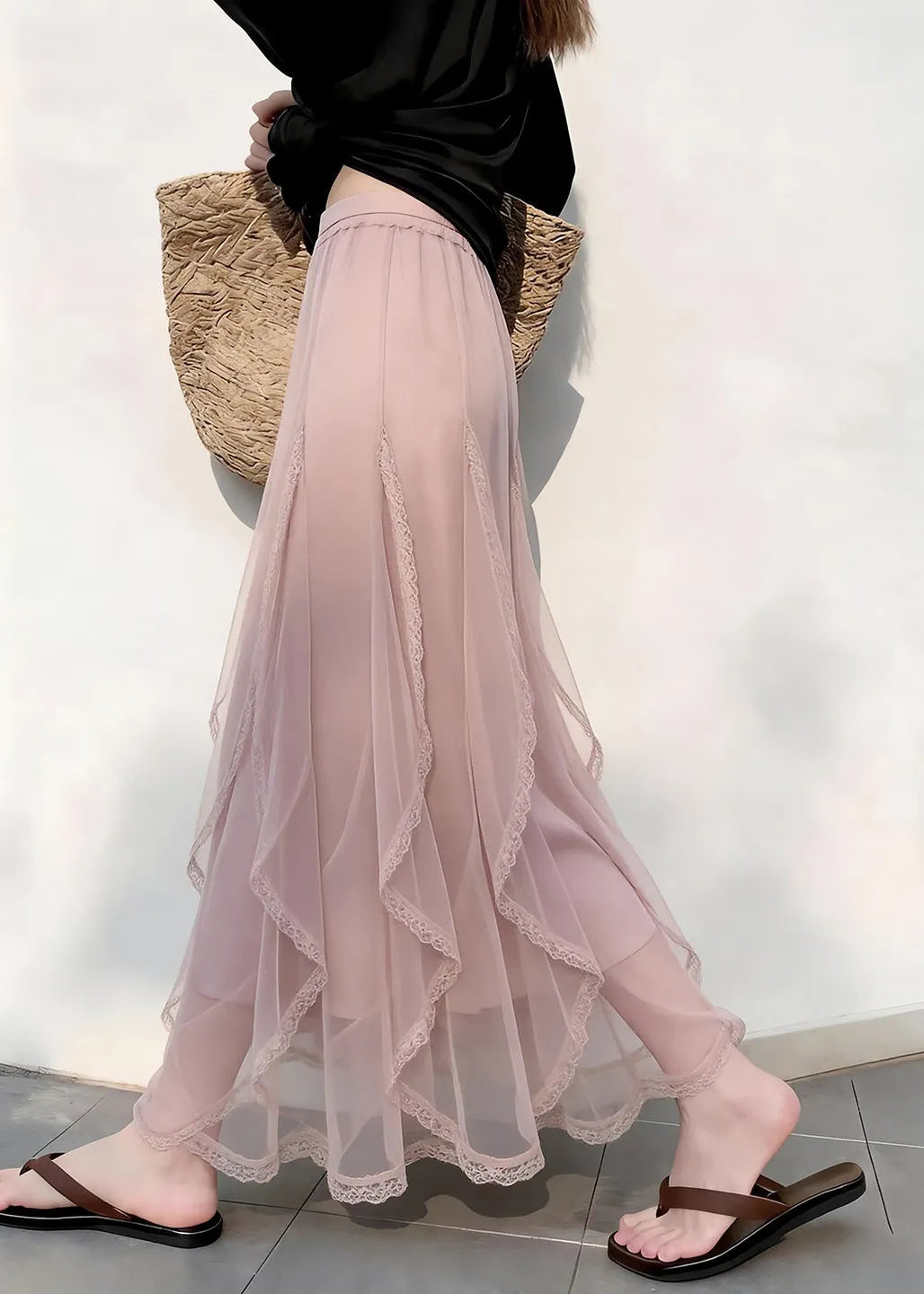 Pink Ruffled Tulle Holiday Skirt Summer