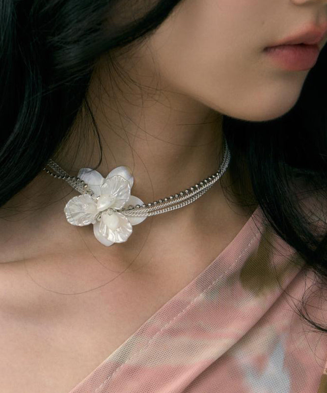 White Copper Overgild Shell Pearl Choker