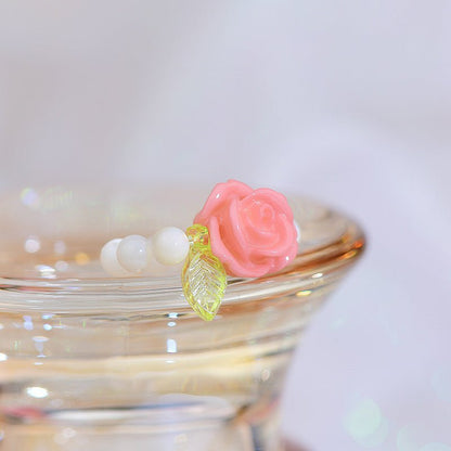 [] Beaded Ring (rose/butterfly)