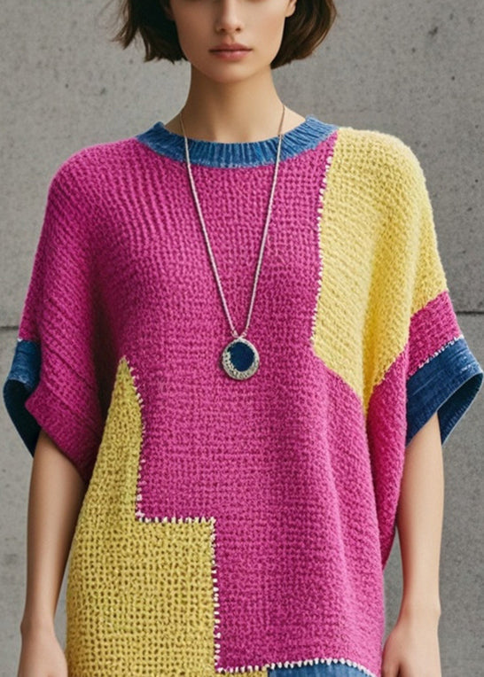 Rose Oversized Patchwork Denim Long Knit Dress Fall