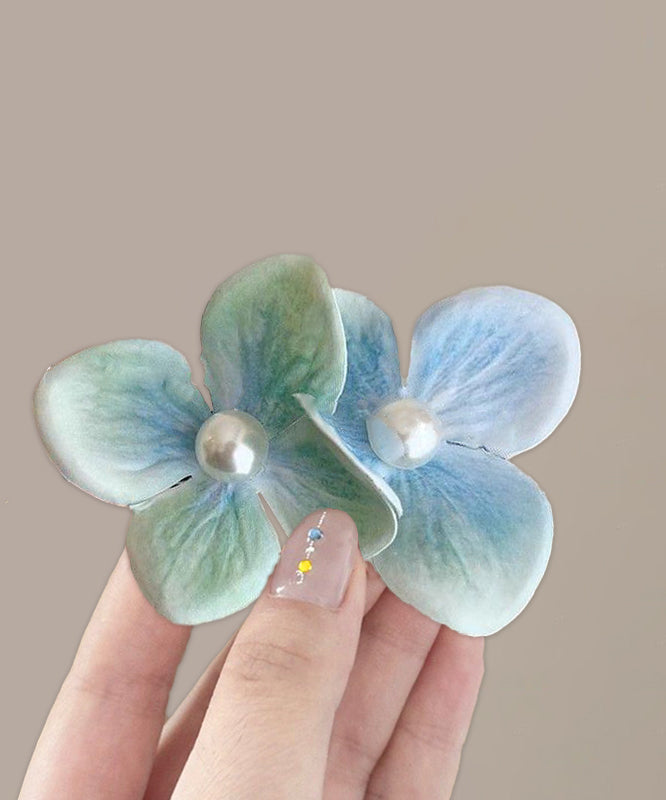 Brief Mint Green Alloy Pearl Phalaenopsis a Pair Hairpin
