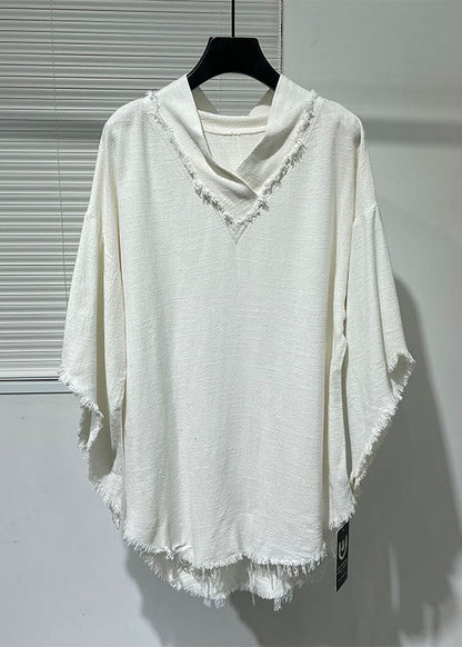 Original Asymmetrical Loose Linen T Shirt for Bat Sleeves