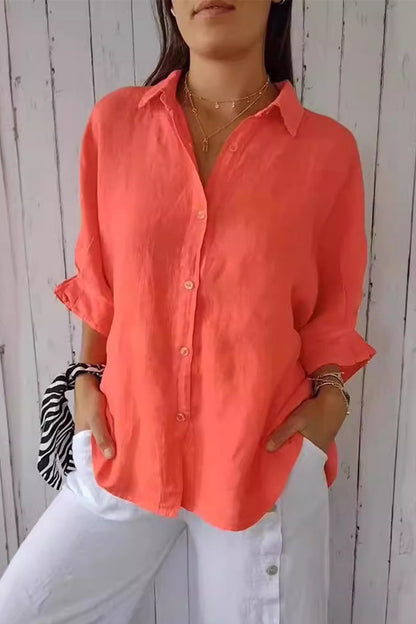 Frenulum Buttons Slit Turndown Collar Tops
