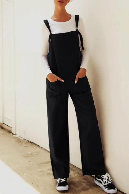 Make Old Patchwork Square Collar Loose Jumpsuits(5 Colors)