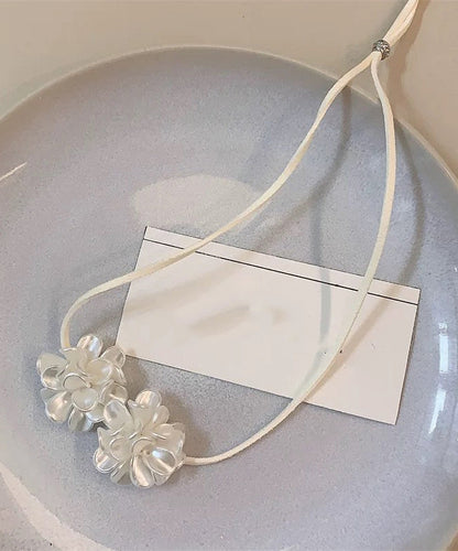 White Leather Bow Tie Lace Pendant Necklace