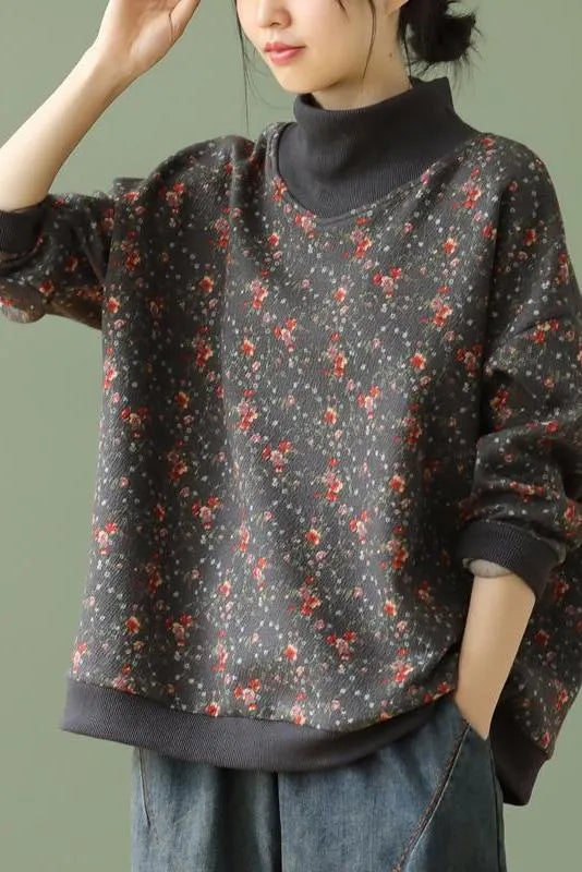 Limited Stock- Loose Print Turtleneck Blouse