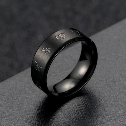 Black Jambhala Mantra Titanium Steel Ring