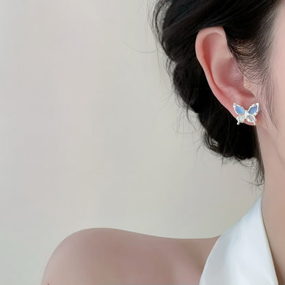 Blue Butterfly Stud Earrings
