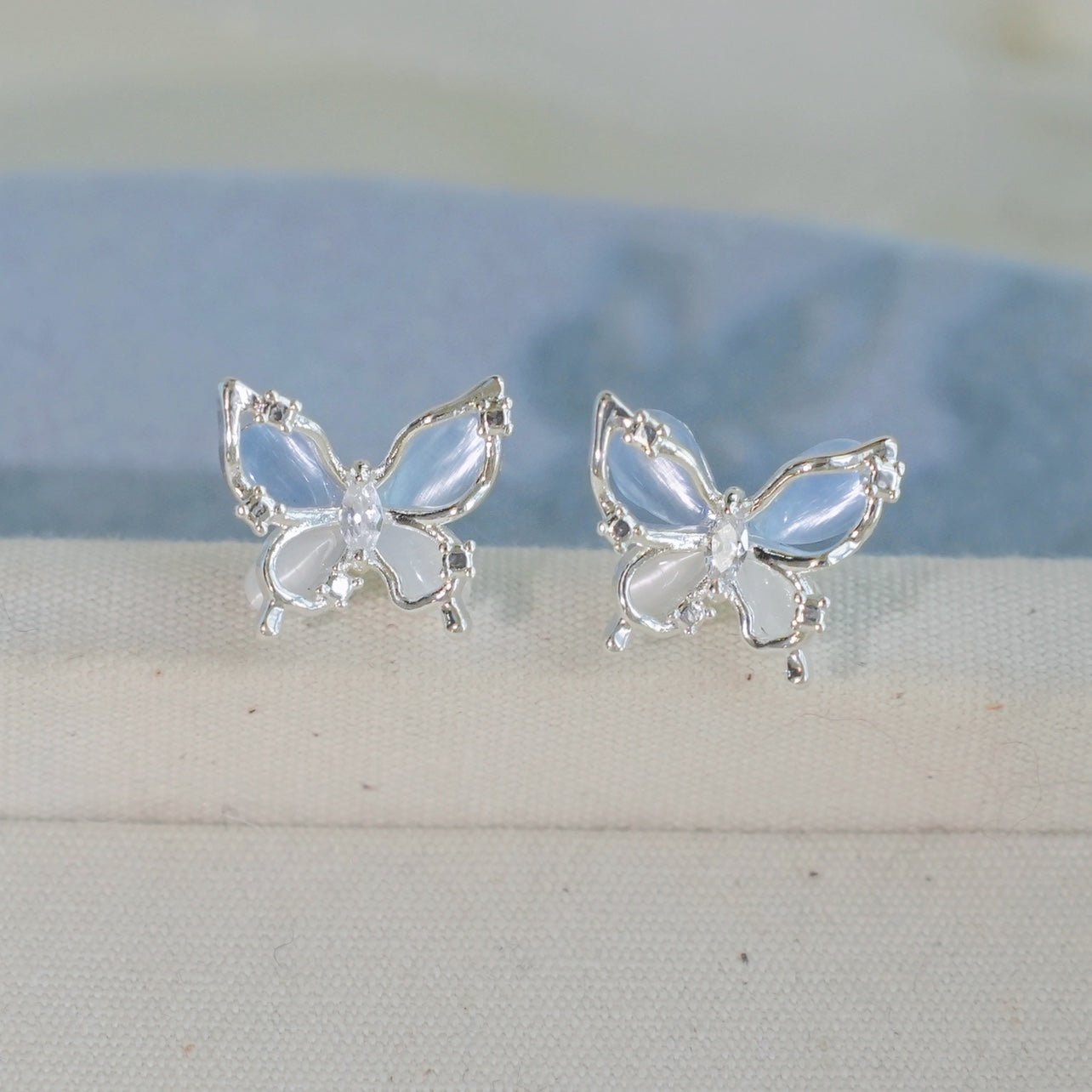 Blue Butterfly Stud Earrings