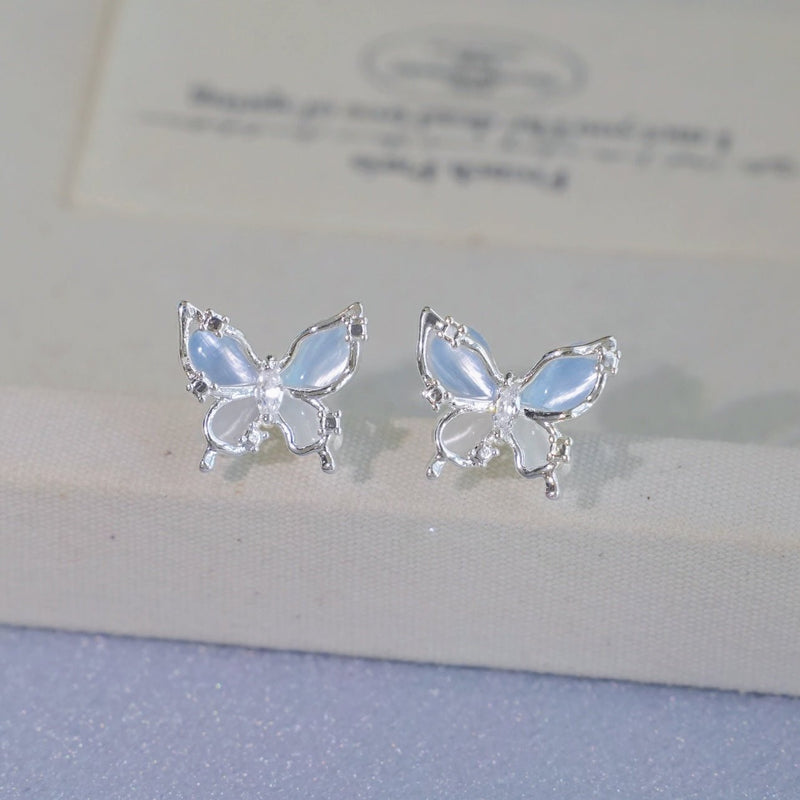 Blue Butterfly Stud Earrings