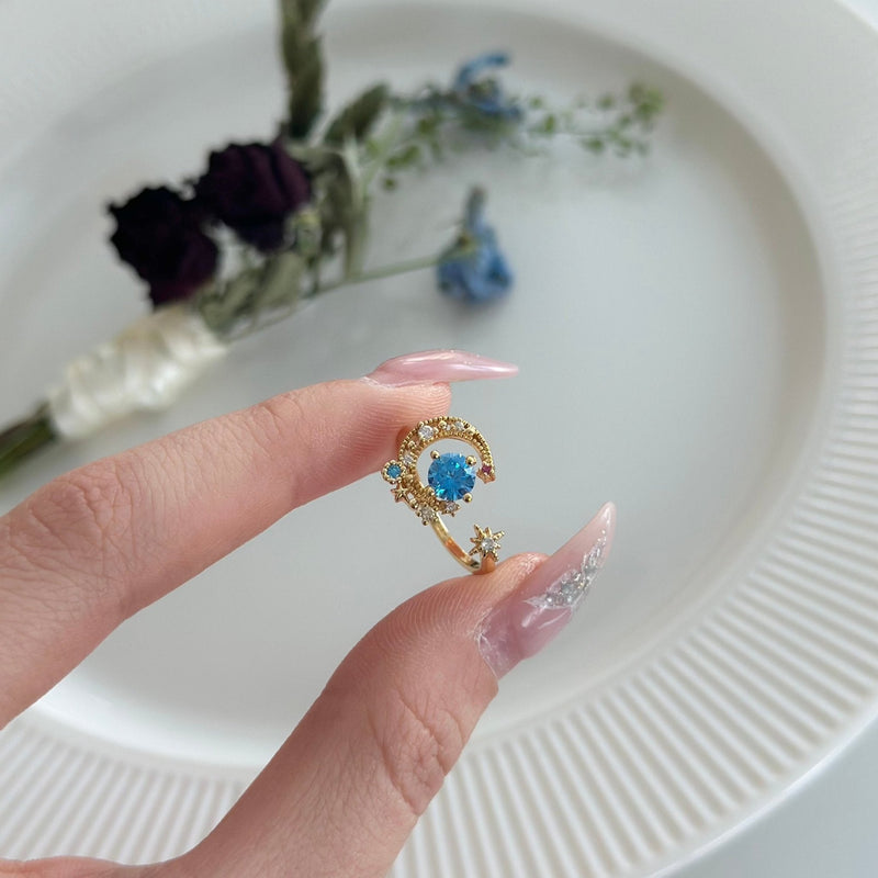 [] Jodie Blue Moon and Star Ring
