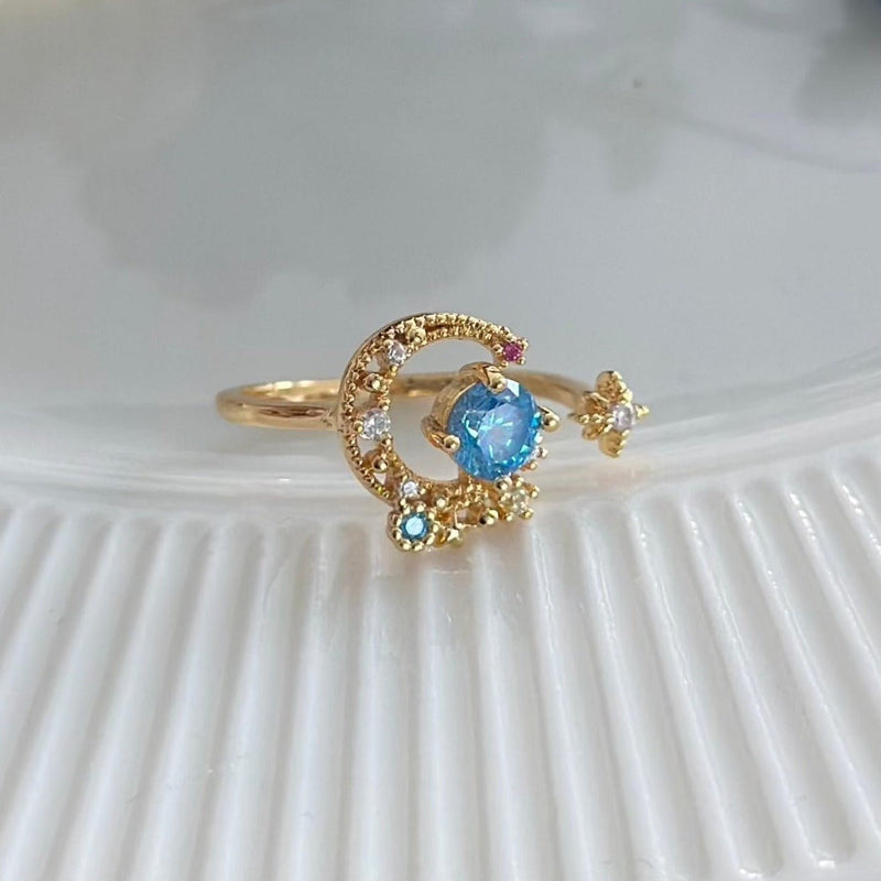 [] Jodie Blue Moon and Star Ring