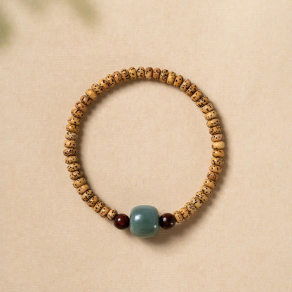 Bodhi Seed Small Leaf Red Sandalwood Wisdom Bracelet for Spiritual Protection
