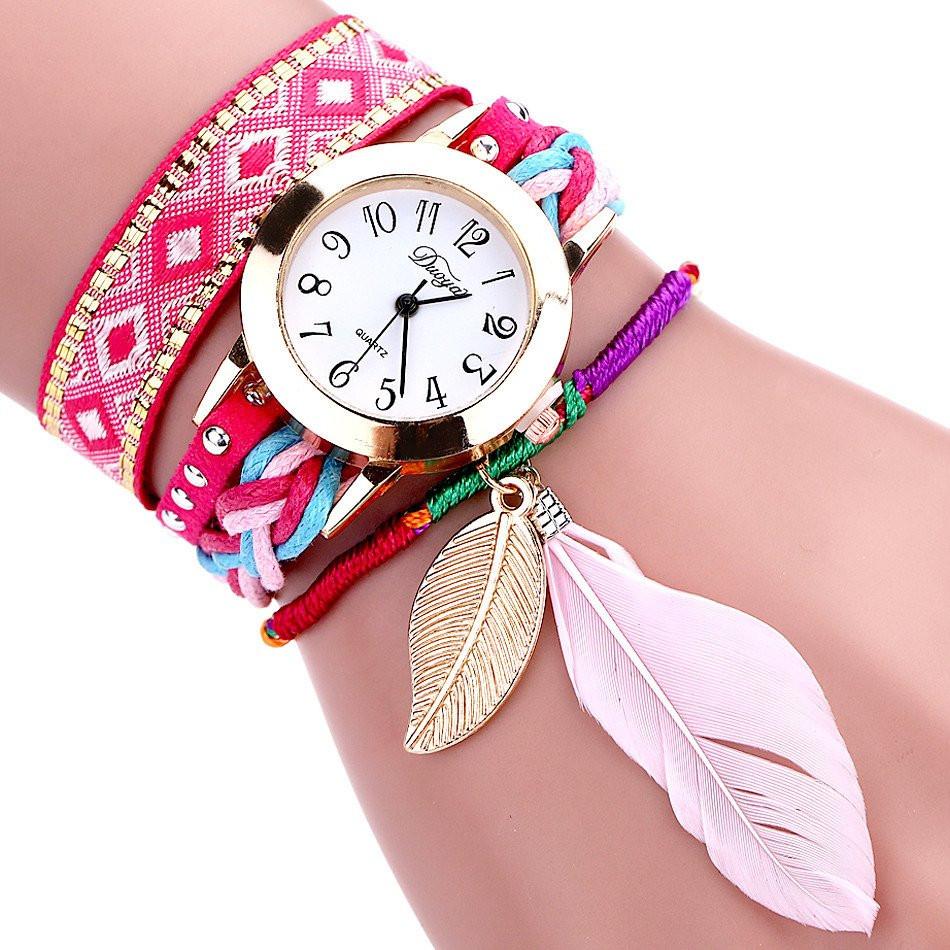 Feather Leaf Weave Watch Bracelet