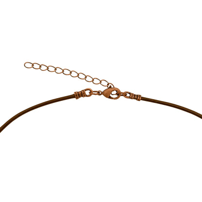 Dragonweave Dark Cross Charm Necklace and Earring Set, Antique Copper Brown Leather Choker and Leverback Earrings