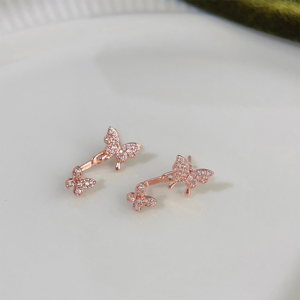 [] Butterfly Earrings in Rose Gold