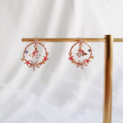 [] Butterfly Flower Earrings