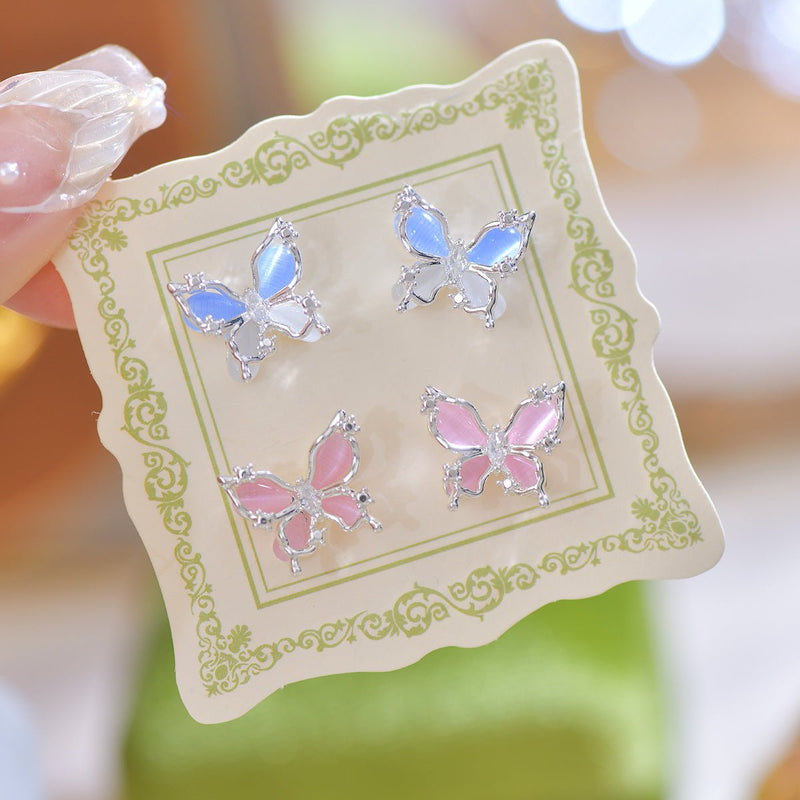 Pink Butterfly Stud Earrings