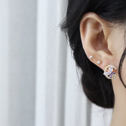 Lilac Butterfly Stud Earrings
