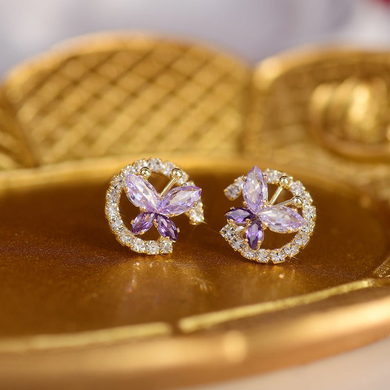 Lilac Butterfly Stud Earrings