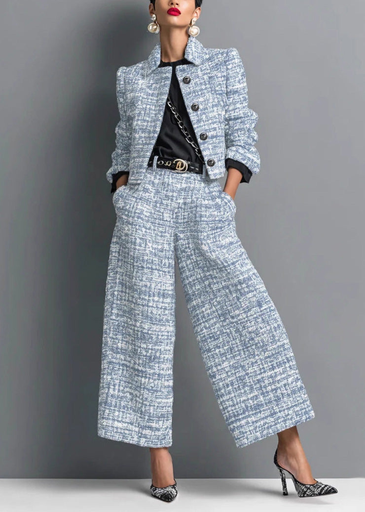 French Black Coat and Pants Cotton Two Pieces Set Fall