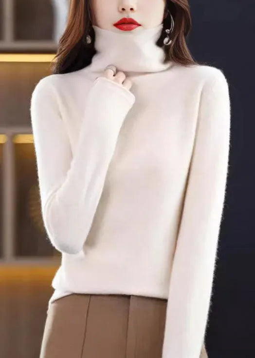 Yellow Turtle Neck Slim Fit Woolen Knit Pullover Spring