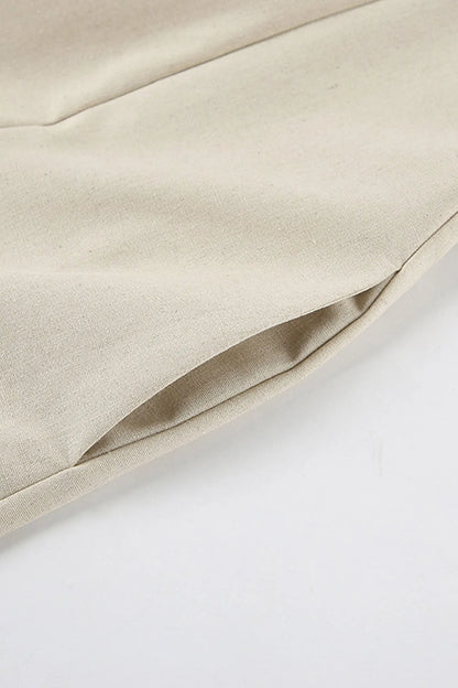 Cotton Linen Smocked Strapless Dress