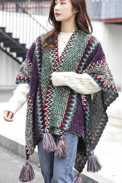 Winter Knitted Warm Tassel Scarf Shawl