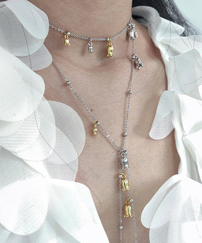 New Silk Alloy Tassel Lariat Necklace