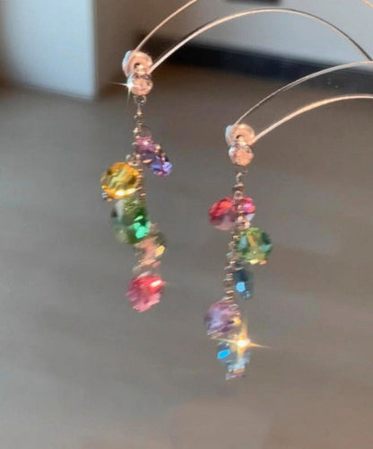 Rainbow Copper Overgild Zircon Tassel Drop Earrings