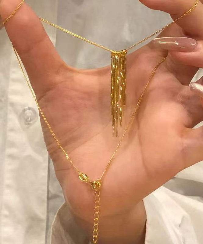 Gold Copper Overgild Tassel Pendant Necklace
