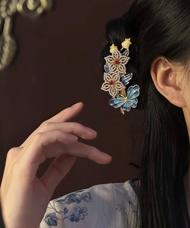Chinese Style Rainbowancient Gold Butterfly Hairpin