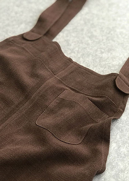 Chocolate Linen Jumpsuit Cotton Overall