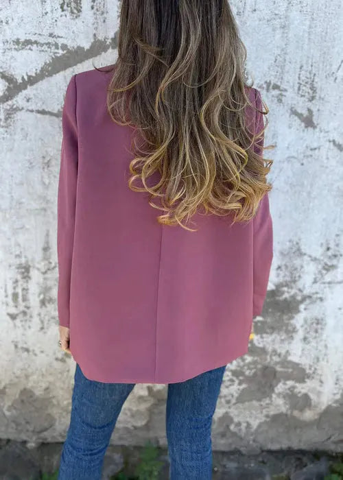 Purple Peter Pan Collar Button Suit Coat Fall