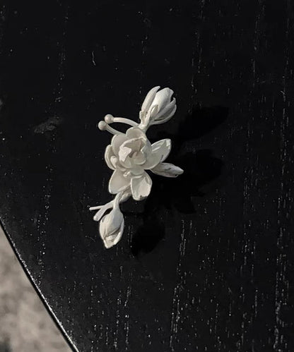 Modern White Sterling Silver Stud Earrings