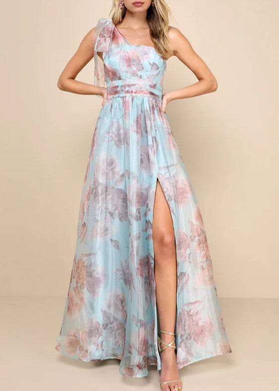 Light Purple Asymmetrical Side Open Chiffon Party Dress Sleeveless