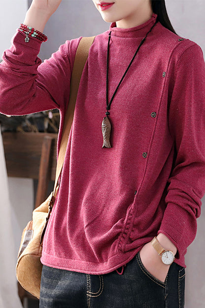 Retro Half High Neck Bottoming Shirt Loose Color Sweater