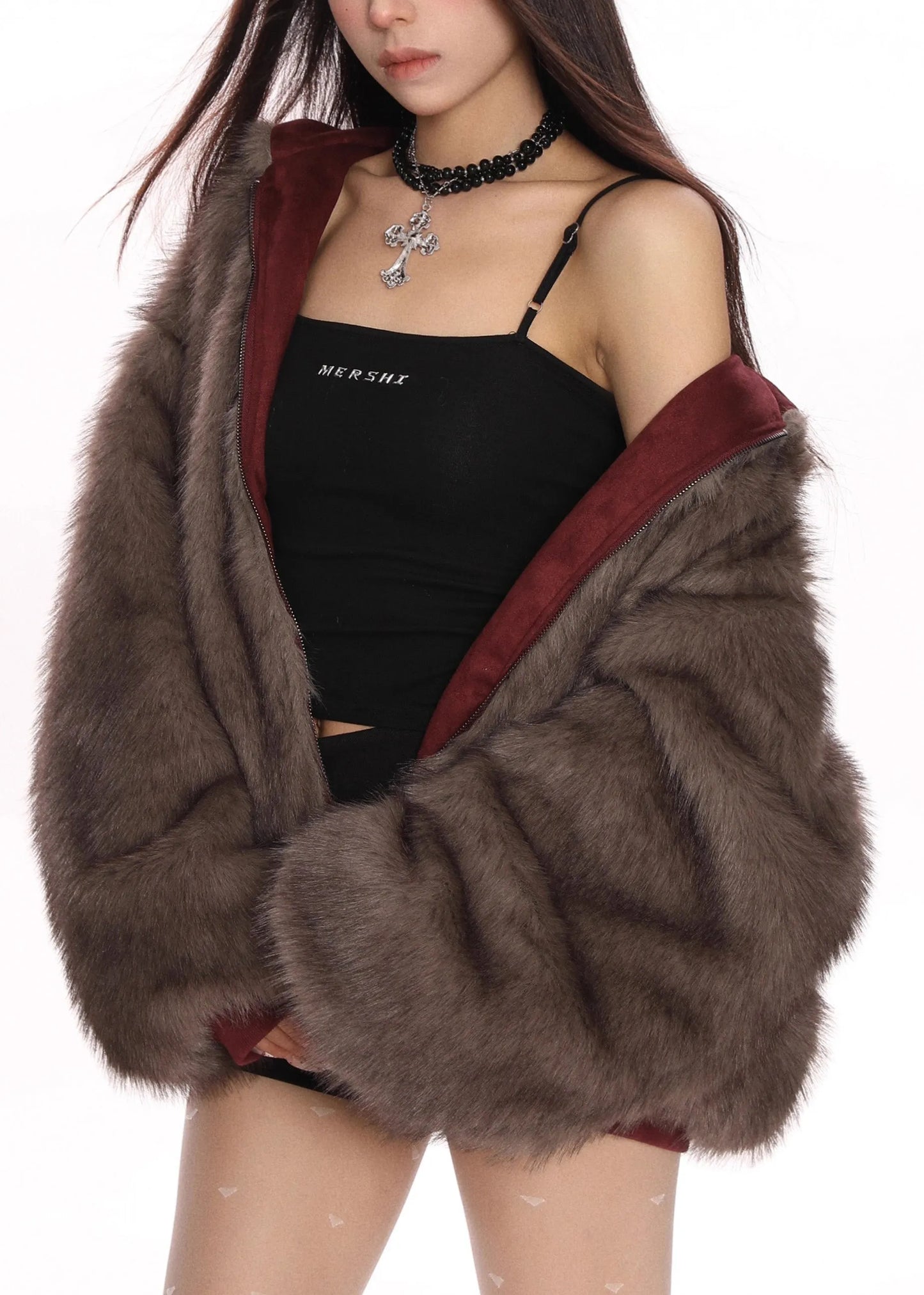Fine Mulberry Oversized Wear on Both Sides Hooded Jacket Winter