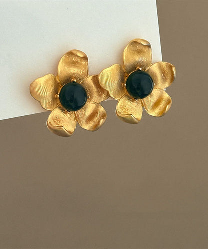 Boutique Gold Sterling Silver Overgild Resin Stud Earrings