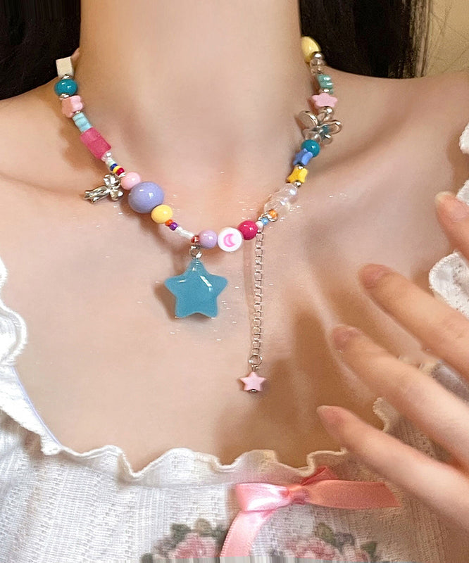 Rainbow Copper Resin Beads Love Tassel Pendant Necklace