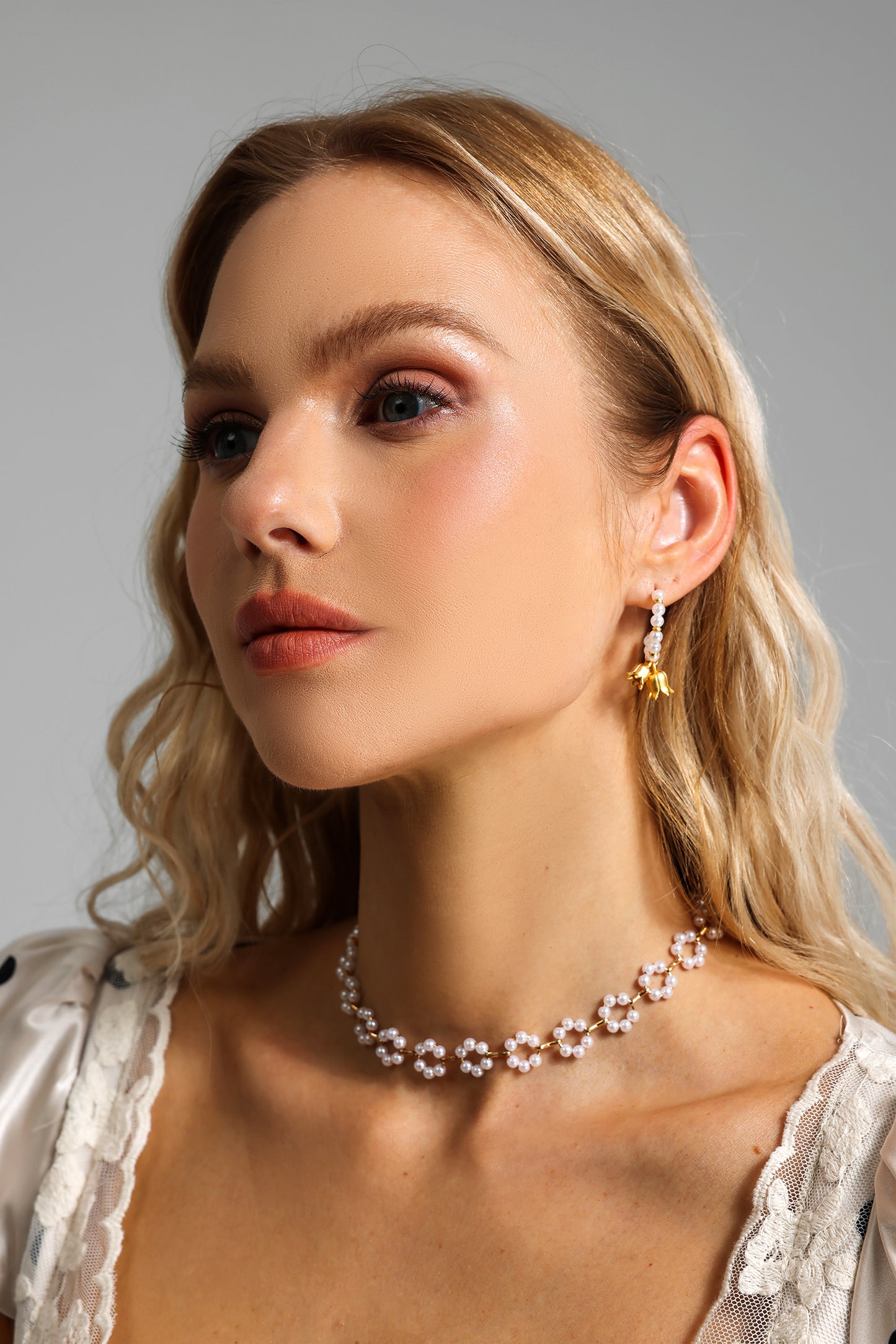 Gold Faux Pearl Earrings