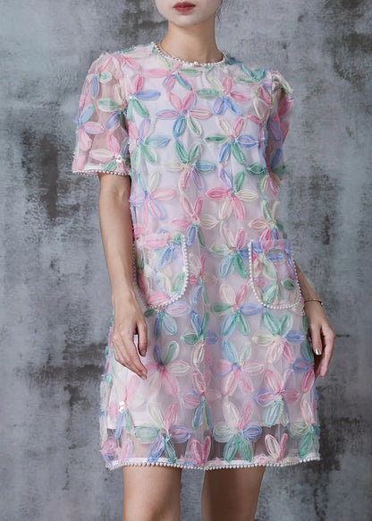 Rainbow Puff Sleeve Tulle Tea Dress Summer