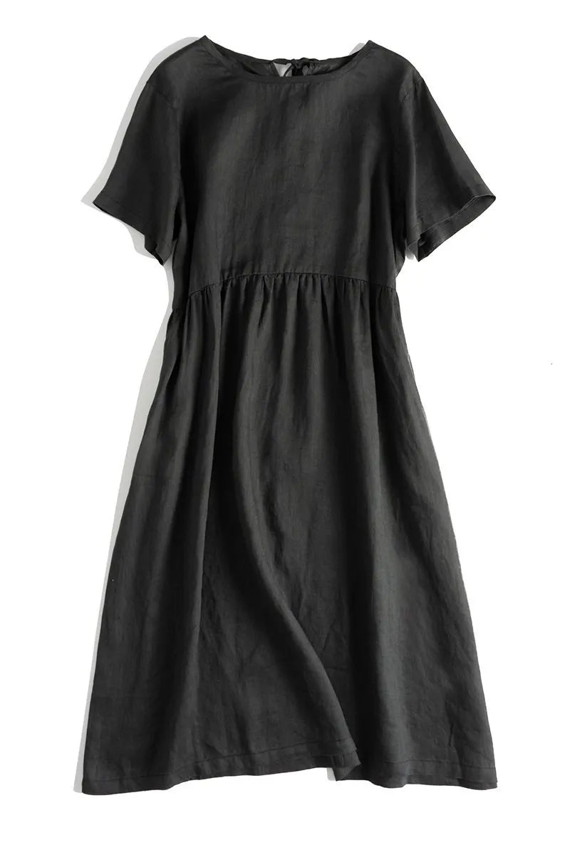 Loose Pure Color Linen Maxi Dresses Summer Outfits