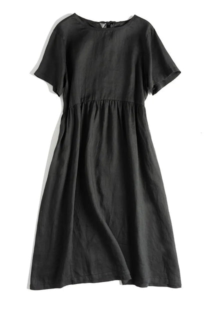 Loose Pure Color Linen Maxi Dresses Summer Outfits
