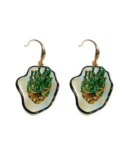 Green Copper Dropping Glaze Drop Earrings