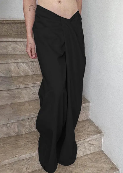 White Asymmetrical Wide Leg Pants Spring